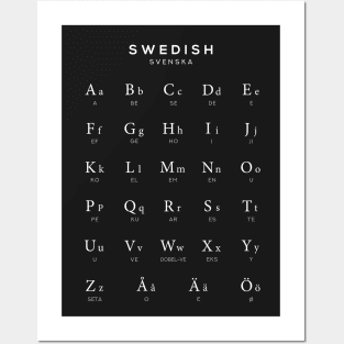 Swedish Alphabet Chart, Sweden Language Chart, Black Posters and Art